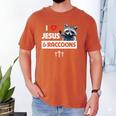 I Love Jesus And Raccoons Mom Dad Christian Love Jesus Bible Men's Comfort Colors T-Shirt Yam