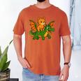 Orange Cat Dragon Riding Animal Lover Mom Dad Kids Men's Comfort Colors T-Shirt Yam