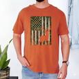 US Flag Deer Elk Buck Camoflage Hunting Hunter Dad Grandpa Men's Comfort Colors T-Shirt Yam