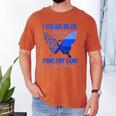 I Wear Blue In Memory For My Son Colon Cancer Awareness Men's Comfort Colors T-Shirt Yam I Wear Blue In Memory For My Son Colon Cancer Awareness Men's Comfort Colors T-Shirt Yam