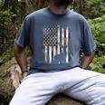 Camo US Flag Deer Elk Buck Camoflage Hunting Hunter Dad Short Sleeve Men's Comfort Colors T-Shirt Denim