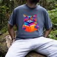 Cat Book Shirt Colorful Cat Reading Book Men's Comfort Colors T-Shirt Denim