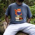 Cute Kawaii Kids Reading Books Glasses Red Panda Lover Men's Comfort Colors T-Shirt Denim