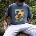 Dachshund Doxie Japanese Kanagawa Wave Surfing Japan Mom Dad Men's Comfort Colors T-Shirt Denim