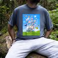 Frutiger Aero Aesthetic Tech Cherry Blossom Fishes Bubbles Raglan Baseball Tee Men's Comfort Colors T-Shirt Denim