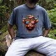 Highland Cow 4th July USA Flag Dad Father America Men Boys Men's Comfort Colors T-Shirt Denim