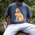 I Love Dad Patriotic Golden Retriever Canine Dog Lover Men's Comfort Colors T-Shirt Denim