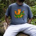 Orange Cat Dragon Riding Animal Lover Mom Dad Kids Men's Comfort Colors T-Shirt Denim