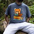 Reading Book Lover Red Panda Read Books Be Kind Stays Weird Men's Comfort Colors T-Shirt Denim