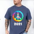 2021 Graduation Class Year Tie Dye Peace Sign Graduate Shirt Men's Comfort Colors T-Shirt Blue Jean