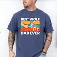 Best Wolf Dad Ever Men's Comfort Colors T-Shirt Blue Jean