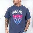 Bi Shy And Ready To Cry Bisexual Introvert Bi Pride Men's Comfort Colors T-Shirt Blue Jean