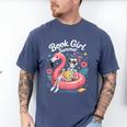 Book Girl Summer Skeleton Reading Books Lovers Beach Men's Comfort Colors T-Shirt Blue Jean