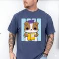 Bulldog Anime Pup Graduation Men's Comfort Colors T-Shirt Blue Jean