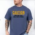 Caution Does Not Play Well With Others Introvert Men's Comfort Colors T-Shirt Blue Jean