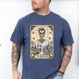 Cheer Dad Tarot Card Skeleton Cheerleading Fathers Day Men's Comfort Colors T-Shirt Blue Jean