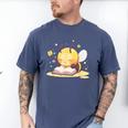 Cute Bee Reading Book Teacher Student Reader Graphic For Men Women Kids Men's Comfort Colors T-Shirt Blue Jean