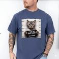 Cute Cat Mugshot Humorous Cat For Cats Lover Cat Mom Cat Dad Men's Comfort Colors T-Shirt Blue Jean