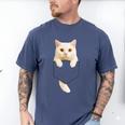 Cute Cat Pocket Cat Mom Cat Dad Cat Lover Men's Comfort Colors T-Shirt Blue Jean
