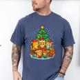 Cute Cats Reading Books Christmas Tree Men's Comfort Colors T-Shirt Blue Jean