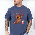 Cute Dachshund Valentine's Day Heart Love Dog Mom Dog Dad Men's Comfort Colors T-Shirt Blue Jean