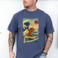 Dachshund Doxie Japanese Kanagawa Wave Surfing Japan Mom Dad Men's Comfort Colors T-Shirt Blue Jean