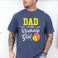 Dad Of The Birthday Girl Softball Player Theme B-Day Daddy Men's Comfort Colors T-Shirt Blue Jean
