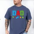 Dad Master Builder Building Bricks Blocks Family Set Parents Small Men's Comfort Colors T-Shirt Blue Jean