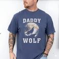 Daddy Wolf Wolves Dad Moon Fathers Day Men's Comfort Colors T-Shirt Blue Jean