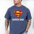 DC Comics Superman Father's Day Super Dad Logo Men's Comfort Colors T-Shirt Blue Jean