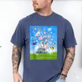 Frutiger Aero Aesthetic Tech Cherry Blossom Fishes Bubbles Men's Comfort Colors T-Shirt Blue Jean