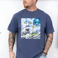 Frutiger Aero Aesthetic Tech Great Wave Of Kanagawa Fishes Raglan Baseball Tee Men's Comfort Colors T-Shirt Blue Jean Frutiger Aero Aesthetic Tech Great Wave Of Kanagawa Fishes Raglan Baseball Tee Men's Comfort Colors T-Shirt Blue Jean