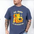 Go Away I'm Introverting Cat Coffee Headphones Men's Comfort Colors T-Shirt Blue Jean