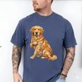 Golden Retriever I Love Dad Dog Dad Father's Day Men's Comfort Colors T-Shirt Blue Jean