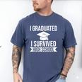 I Graduated I Survived High School Graduation Men's Comfort Colors T-Shirt Blue Jean