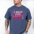 Groovy I Wear Pink In Memory Of My Aunt Breast Cancer Back Men's Comfort Colors T-Shirt Blue Jean