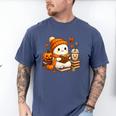 Halloween Ghost Reading Book Lovers Coffee Girl Women Men's Comfort Colors T-Shirt Blue Jean
