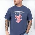 Id Rather Be With My Axolotl Salamander Introvert Raglan Baseball Tee Men's Comfort Colors T-Shirt Blue Jean