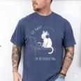 Introvert Cat With Coffee On Computer Antisocial Emo Goth Men's Comfort Colors T-Shirt Blue Jean