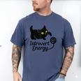 Introvert Energy Cat Love Cat Meme Men's Comfort Colors T-Shirt Blue Jean