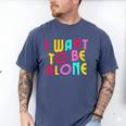 Introvert I Want To Be Alone Retro Wavy Men's Comfort Colors T-Shirt Blue Jean