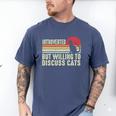 Introverted But Willing To Discuss Cats Kitten Pet Lover Men's Comfort Colors T-Shirt Blue Jean