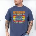 Leveled Up To Dad Of 3 Three Daddy Again 2025 Father's Day Men's Comfort Colors T-Shirt Blue Jean
