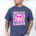 Library Book Fair Queen Vibe Groovy Tie Dye School Reading Men's Comfort Colors T-Shirt Blue Jean