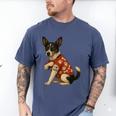 I Love Dad Tattoo Rat Terrier Dad Men's Comfort Colors T-Shirt Blue Jean