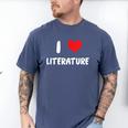 I Love Literature Heart Books Writing Reading Read Write Men's Comfort Colors T-Shirt Blue Jean