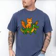 Orange Cat Dragon Riding Animal Lover Mom Dad Kids Men's Comfort Colors T-Shirt Blue Jean