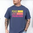 Peace Love Engineering Engineer School Graduation Retro Men's Comfort Colors T-Shirt Blue Jean