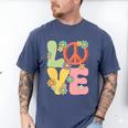 Peace Sign Love Groovy Vibes Costume Nostalgia 1980s Fashion Men's Comfort Colors T-Shirt Blue Jean
