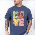 Peace Sign Love Groovy Vibes Costume Nostalgia 1980s Fashion Men's Comfort Colors T-Shirt Blue Jean
